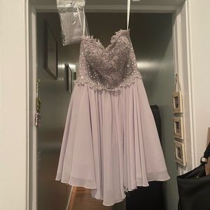 Quincenera/Prom/Dance Grey short corset back dress with sheer scarf